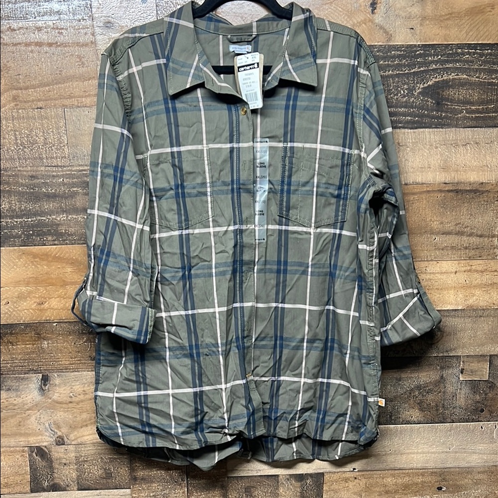 NWT Carhartt Long Sleeve Plaid Button-Up Shirt Women's Size XXL 20